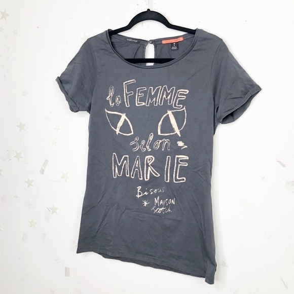 𝅺Scotch & Soda Maison Scotch Les Bon Vivants dark gray graphic T-shirt - Picture 9 of 11